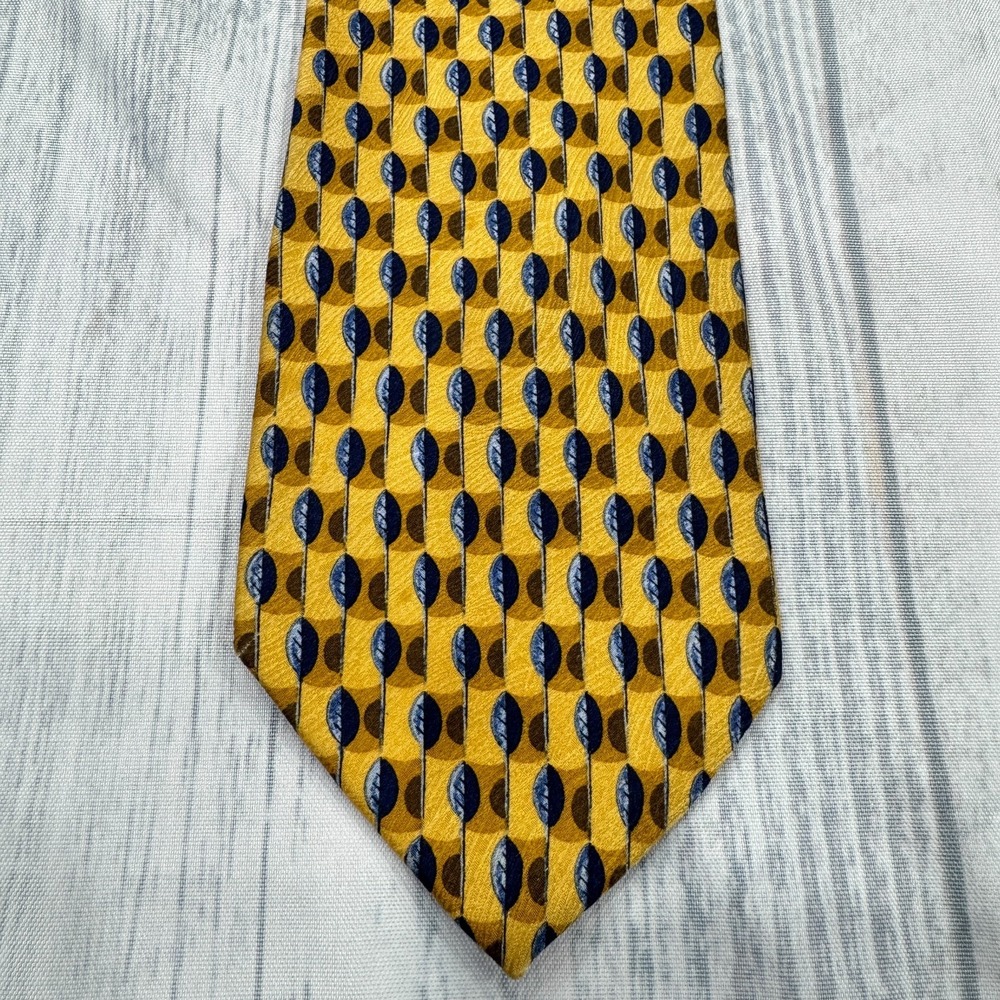 BOSS Hugo Boss Neck‎ Tie Silk Made in Italy Geometric Yellow Mens